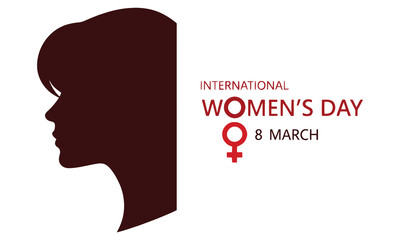 Happy Womens Day. Woman head paper cut card.