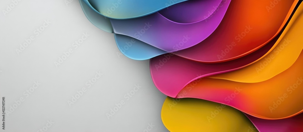 Poster colorful abstract shapes on gray background with blank space for text presentation or creative desig