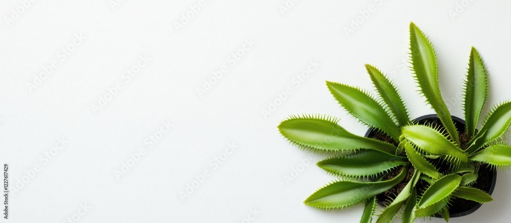 Aufkleber artificial venus flytrap plant on white background with empty space for text or advertising use in c