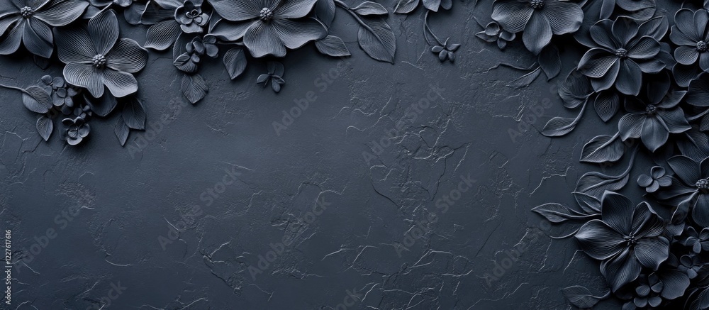Poster grey anthracite elegant floral lace texture background with ample space for text display and design 