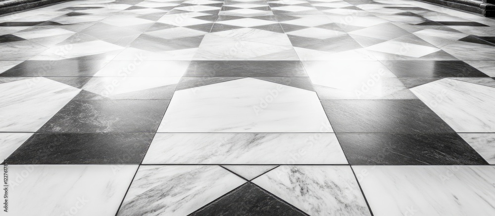 Poster elegant grey and white marble effect tile floor background with ample space for text and design elem