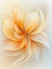 Abstract flower illustration with soft orange and white petals on a light background 