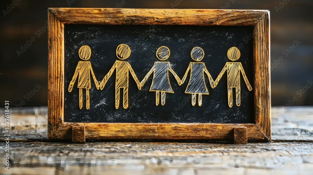 Aufkleber families of different structures holding hands symbolizing unity and redefinition stock photo with s