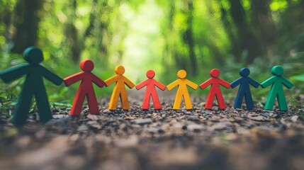 Families of different structures holding hands symbolizing unity and redefinition Stock Photo with side copy space
