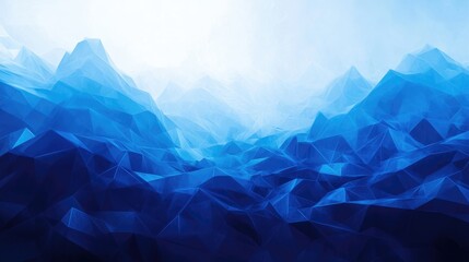 Futuristic Indigo Blue Low Poly Geometric Landscape with Mountains and Abstract Background Design