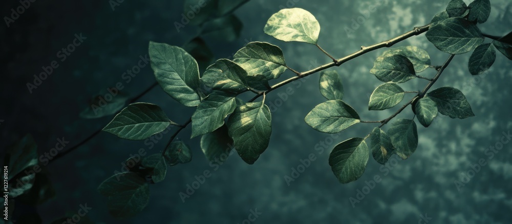 Poster elegant greeting card design with dark green leaves and ample copy space for personalized messages o