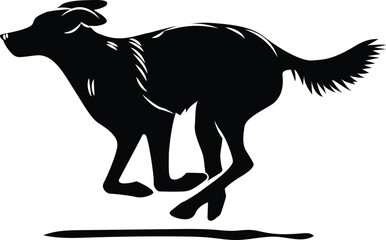 Standing black dog silhouette on white background, dog vector, dog standing icon,dog silhouette vector illustration,Dogs Walking and Running Silhouettes