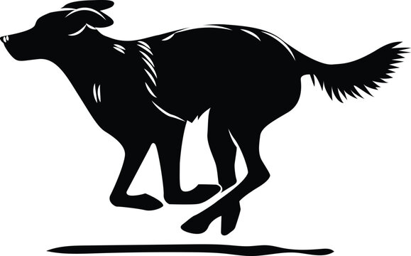 recommend clip art: Standing black dog silhouette on white background, dog vector, dog standing icon,dog silhouette vector illustration,Dogs Walking and Running Silhouettes