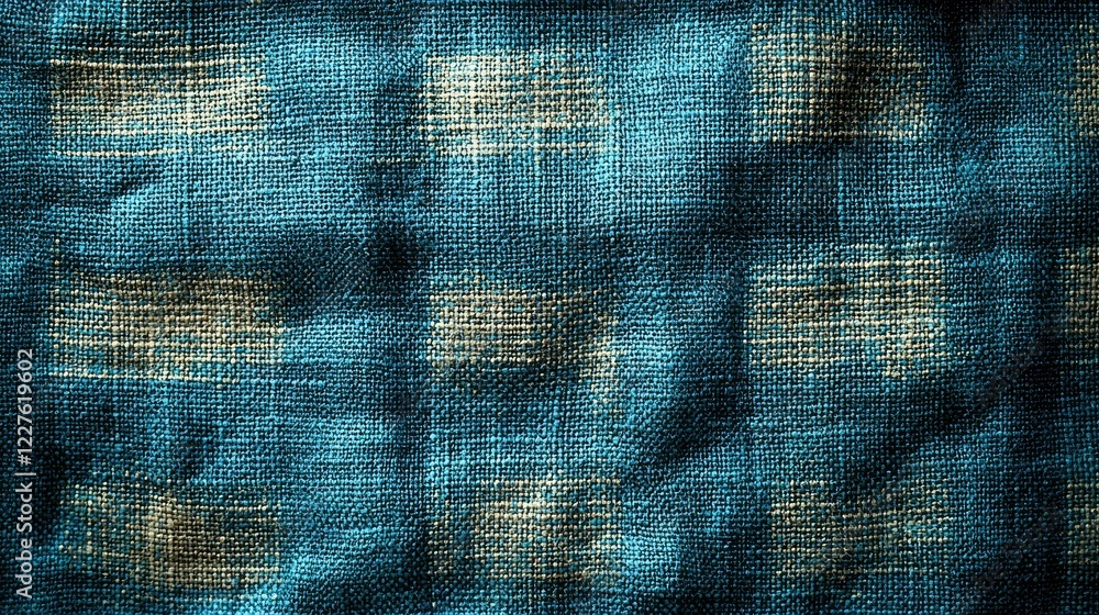 Poster textured teal fabric with beige pattern