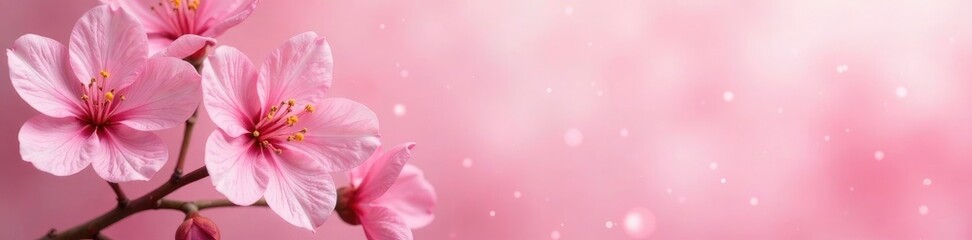 Pink flower blossoms against a pastel color background, delicate, flowerpower, flower