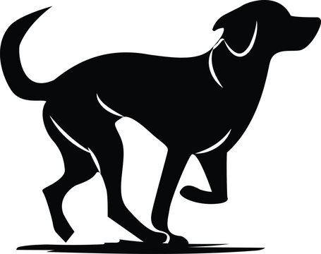 recommend clip art: Standing black dog silhouette on white background, dog vector, dog standing icon,dog silhouette vector illustration,Dogs Walking and Running Silhouettes