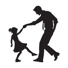 Silhouette of Father and Daughter Dancing Joyfully Illustration