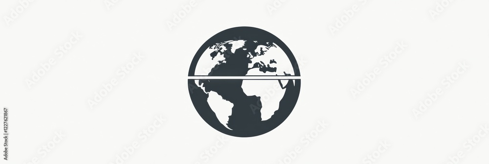 Poster global map illustration showing continents with a modern design and simple lines in a harmonious col