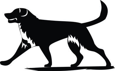 Standing black dog silhouette on white background, dog vector, dog standing icon,dog silhouette vector illustration,Dogs Walking and Running Silhouettes