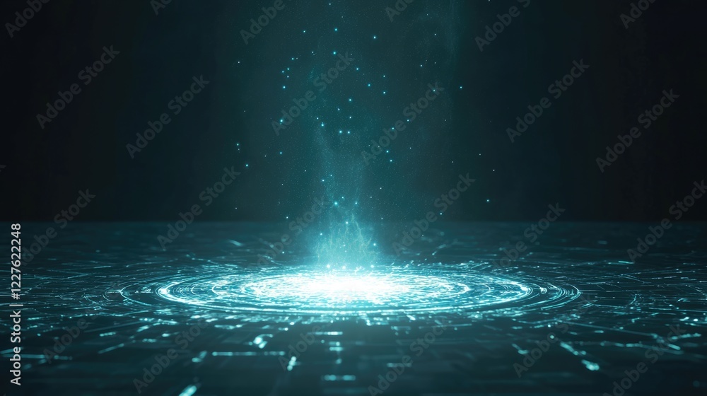 Poster futuristic ai neural network visuals with holographic effects and dark background for technology and