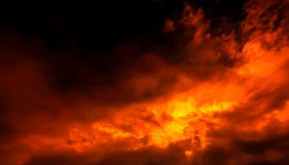 Black dark red orange yellow pattern background. Night sky fire explosion burst flame blaze smoke burning light glow hot. Horror hell evil scary ominous spooky creepy. Design.