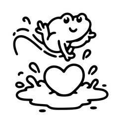 cute frog  illustration for coloring books