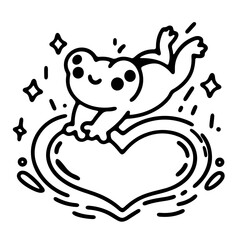 cute frog illustration for coloring books
