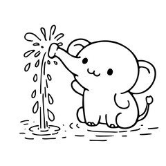 cute elephant illustration for coloring books