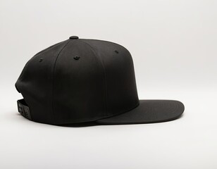 Fototapeta premium Stylish black baseball cap with a flat brim, perfect for casual wear.