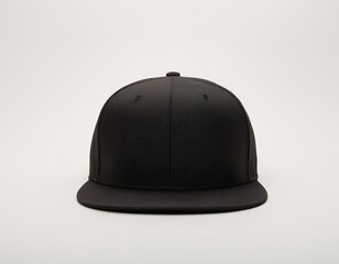 Fototapeta premium Sleek black snapback hat with a minimalist design, perfect for casual wear or street style.
