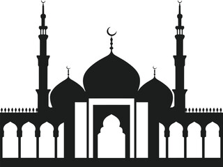 Fototapeta premium Islamic Mosque Silhouette Vector – Elegant Arabic Architecture Illustration