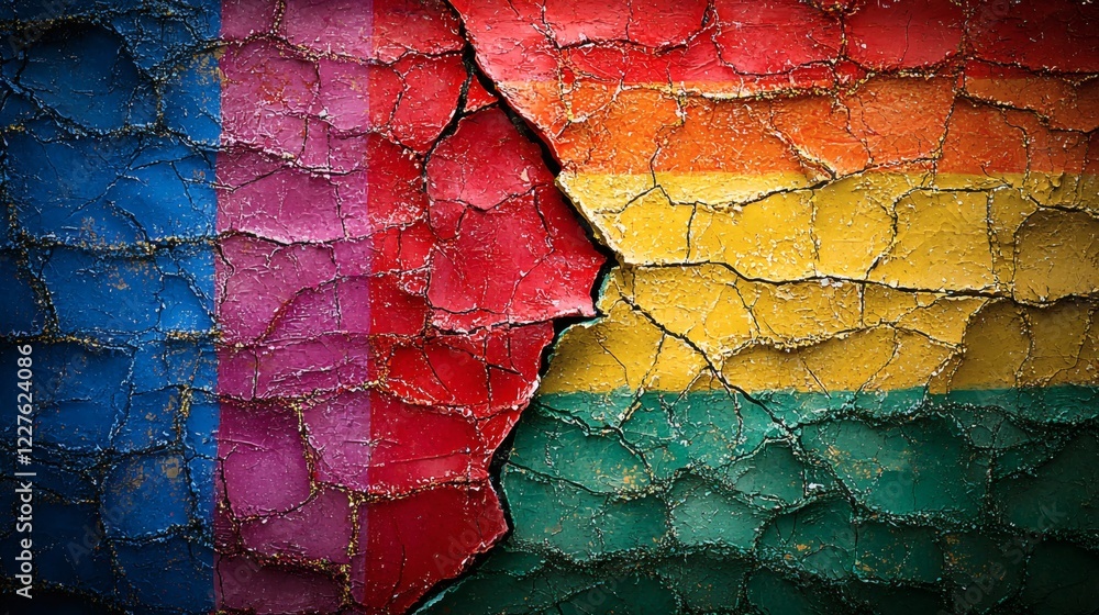 Aufkleber broken rainbow flag symbolizing challenges to lgbtq rights stock photo with side copy space
