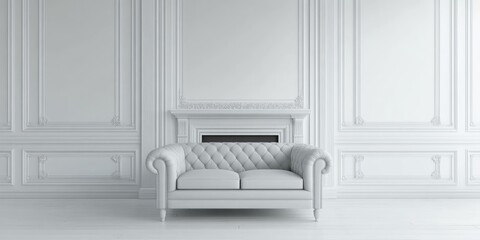 Stylish light grey Italian leather sofa in minimalist Scandinavian living room with elegant wood ceiling and white walls showcasing modern design