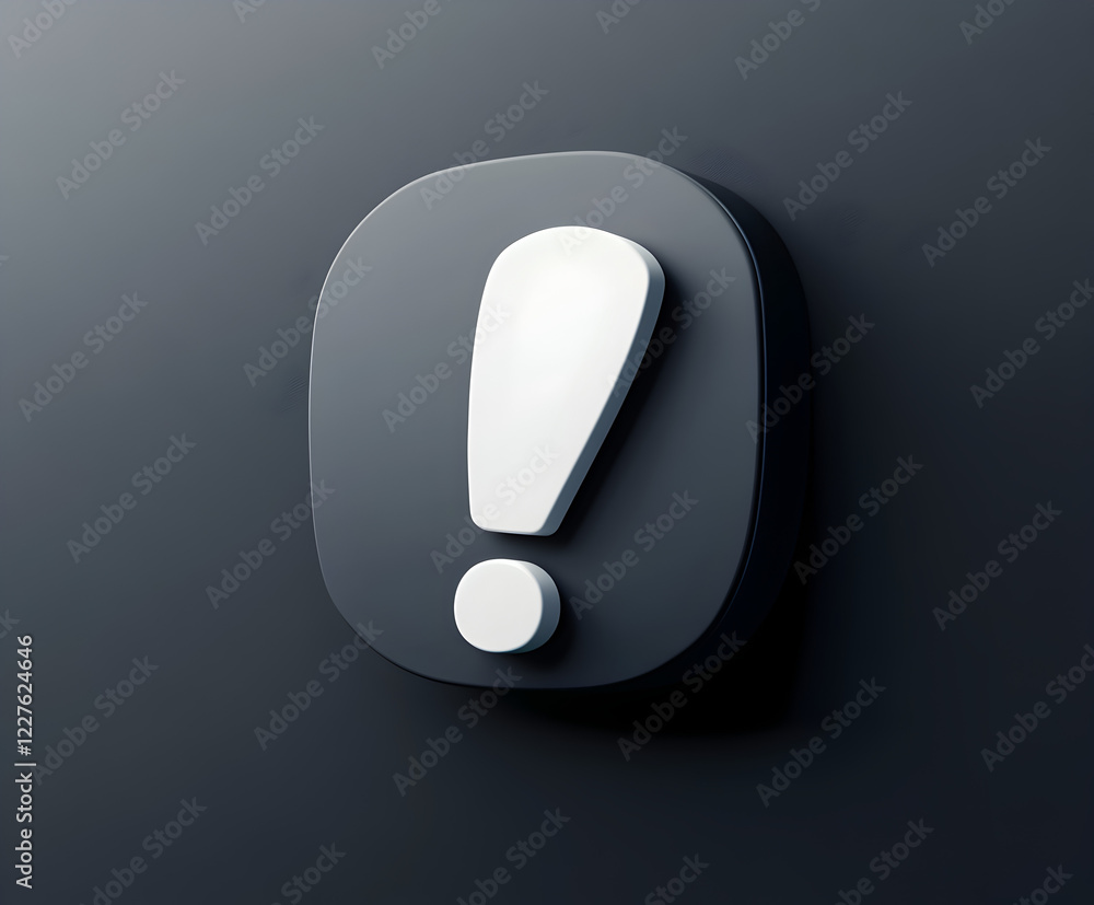 Aufkleber 3d warning exclamation speech bubble with error notification on dark gray background, representing d
