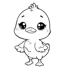 cute duck illustration for coloring books