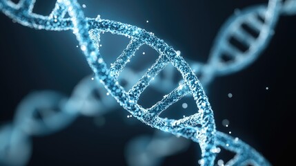A vibrant, glowing DNA helix structure illuminated against a dark background, representing the essence of genetics and molecular biology.