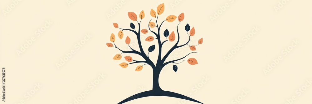 Aufkleber colorful tree icon with branches and leaves designed for nature themes or environmental concepts. ge