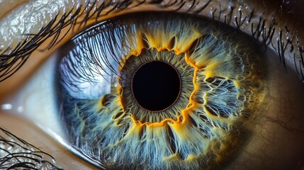 Human Eye Detail with Vibrant Iris Colors and Abstract Vision Features