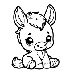 cute donkey  illustration for coloring books