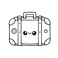 cute illustration luggage for travel for coloring books