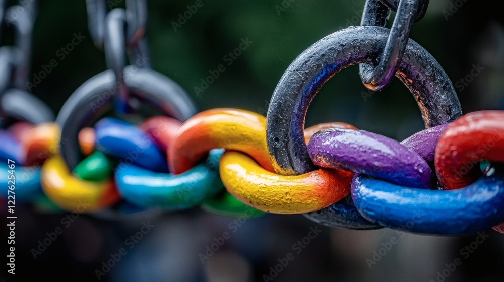 Poster activists chaining themselves to government structures to protest lgbtq discrimination stock photo w