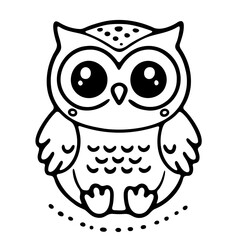 cute owl illustration for coloring books