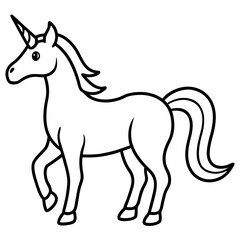Cute Unicorn Silhouette Line Art  Black Vector Carton Illustration