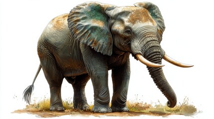 Fototapeta premium Majestic elephant standing in a natural habitat with subtle textures and earthy tones