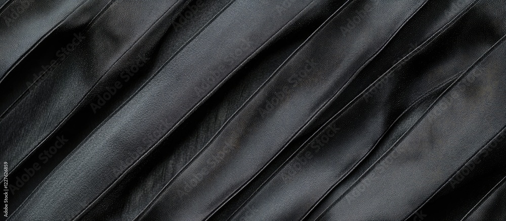 Poster elegant black striped satin fabric texture with diagonal lines and copyspace for text perfect for de