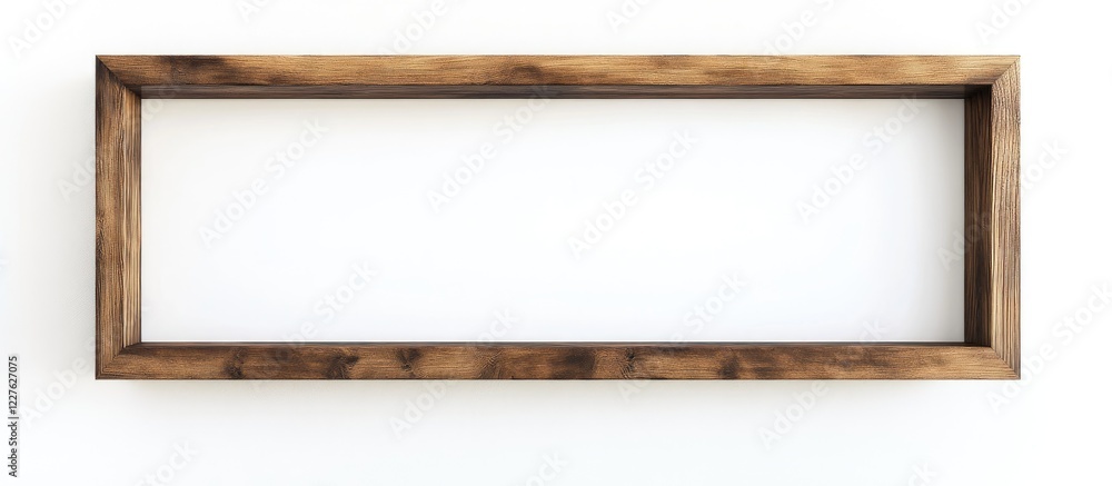 Poster wooden picture frame on shelf for art display mockup empty copyspace for text on white background de