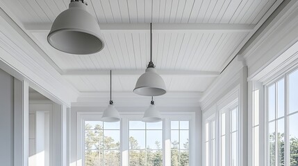 Charming White Porch with Inviting Large Window and Cozy Bench Surrounded by Lush Greenery Invokes a Relaxing and Tranquil Atmosphere Perfect for Enjoying Peaceful Outdoor Moments