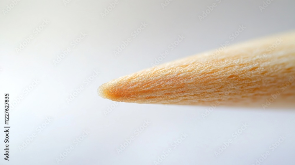 Poster close-up view of the tip of a matchstick against a soft white background showcasing texture and deta