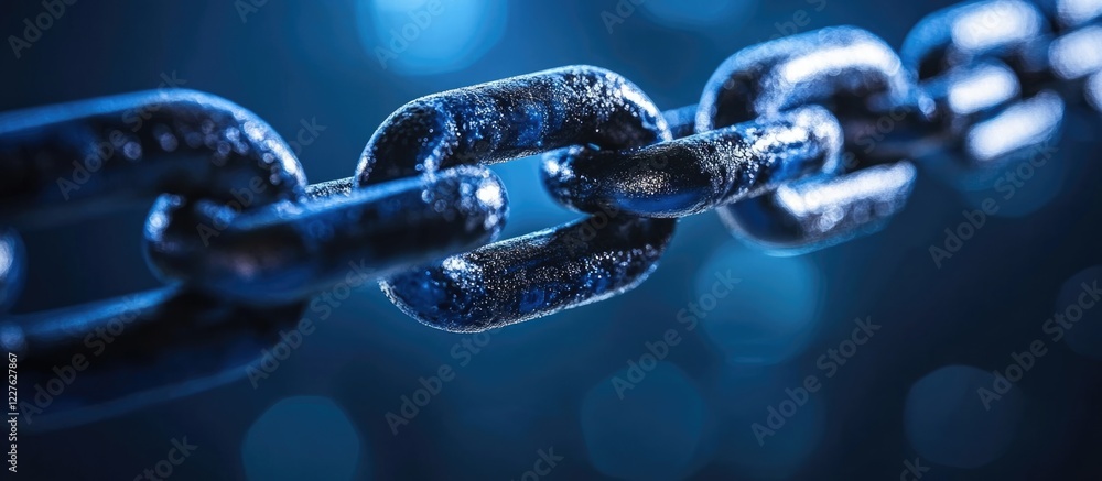 Poster blockchain technology linking chain concept with communication innovations and empty copyspace for t
