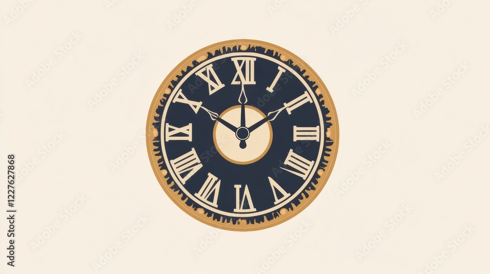 Leinwandbilder decorative clock with roman numerals displaying time on a beige background. generative ai