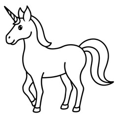 Fototapeta premium Cute Unicorn Silhouette Line Art Black Vector Carton Illustration