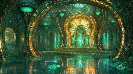 Emerald Throne Room: A Digital Fantasy Palace
