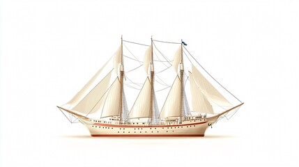 Obraz premium Nautical Sailboat Flat Vector Icon for Graphic Design Projects