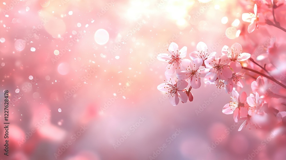 Aufkleber cherry blossom tree in bloom with soft pink hues and dreamy bokeh background creating a serene and t