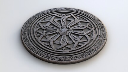 Lombard style manhole cover with intricate Italian design featuring ornamental patterns and historical craftsmanship